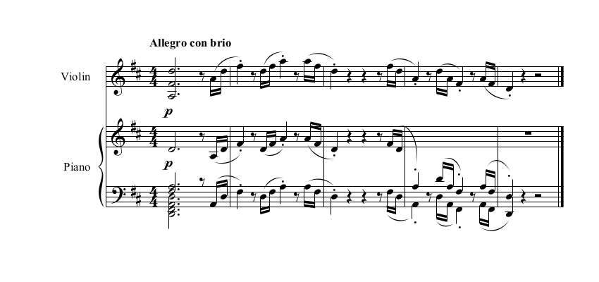 An excerpt of Beethoven's Violin Sonata with an altered dynamic