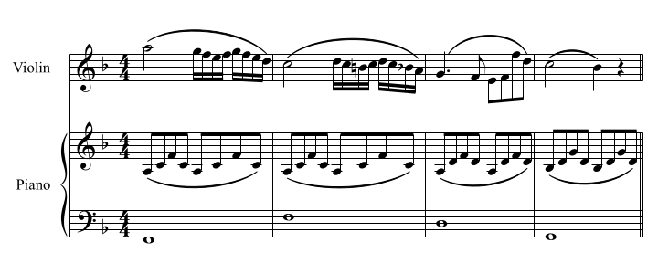 Example from the Spring sonata by Beethoven