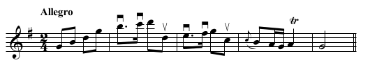 Example of dotted rhythm in Haydn Violin Concerto No.2