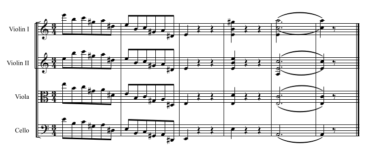 Example from Quartet No.2 by Brahms