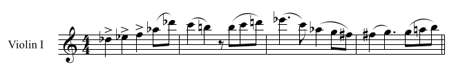 Example of diminished intervals from Terzetto by Dvorak