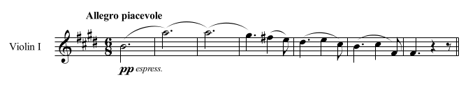 Example from Elgar's Serenade for Strings with omitted F double sharp