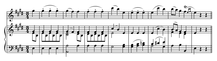 Phrasing example from Mozart E minor violin sonata