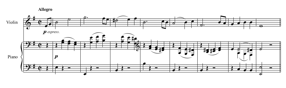 An excerpt of Mozart's violin sonata.