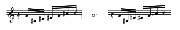 E# and F♮ enharmonic example