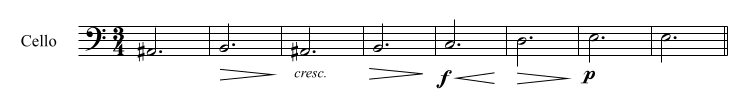 Example of decrescendo in the cello part