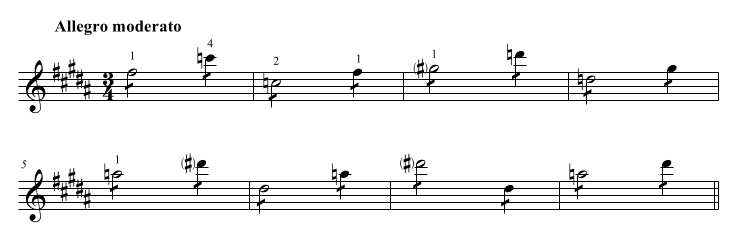 Example from Sibelius Symphony No.5 with fingerings